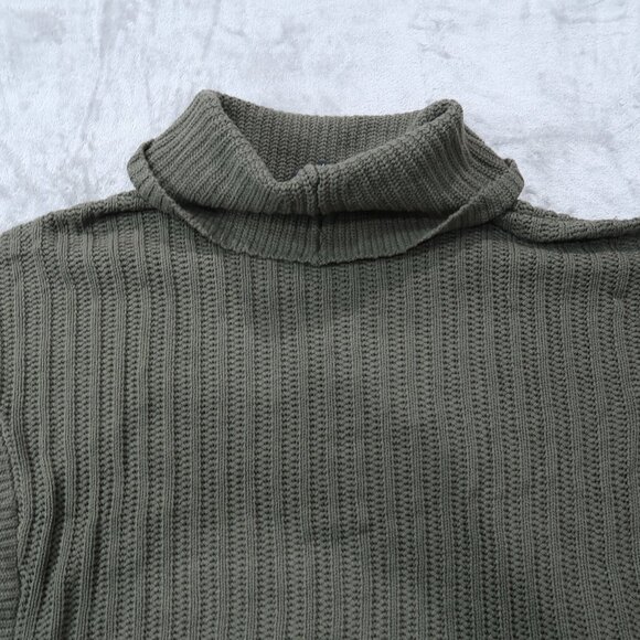 Express Sweater Womens Turtleneck Chunky Knit Oversized Baggy Olive Green L - Picture 2 of 16